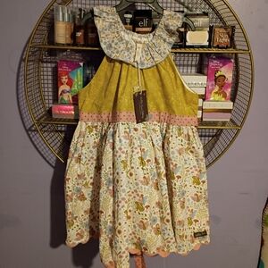Floral Sage and Cream Kids Casual Dress By Matilda James